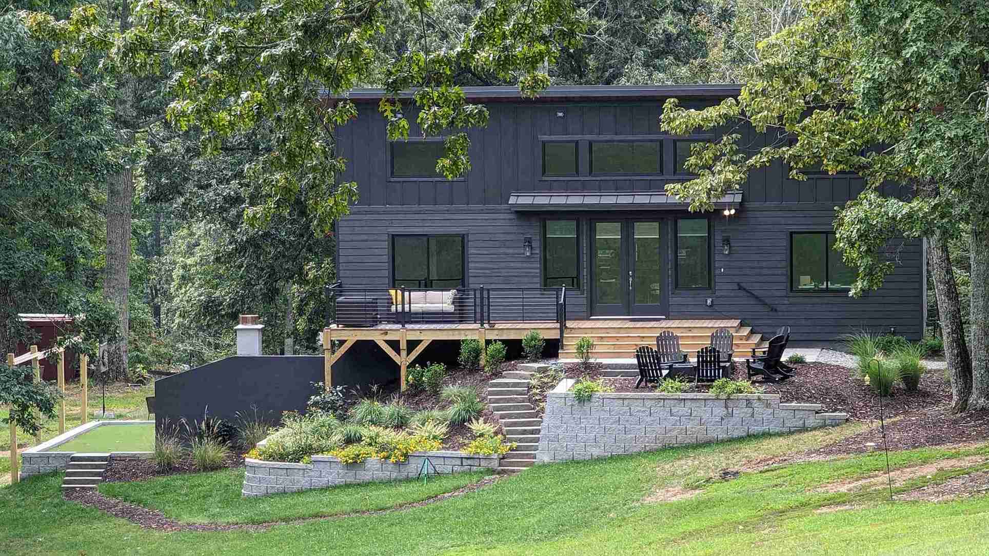 Custom patio and fire pit in a Marietta backyard