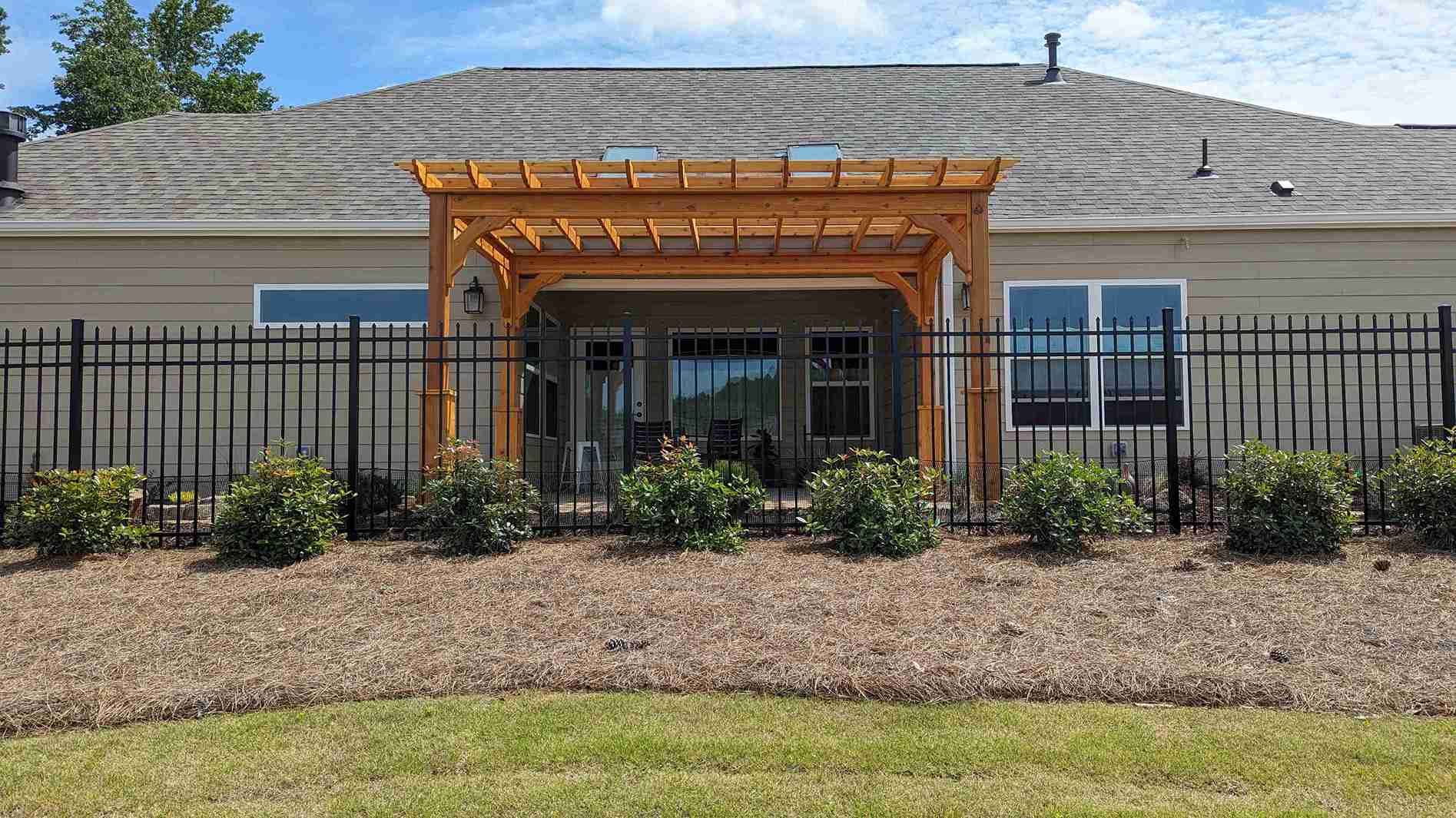Multi-level patio with a seating wall and fire feature