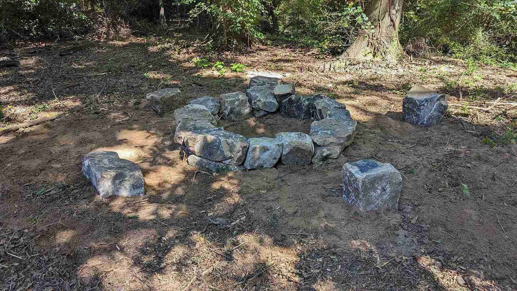 Pondless waterfall set among natural stone